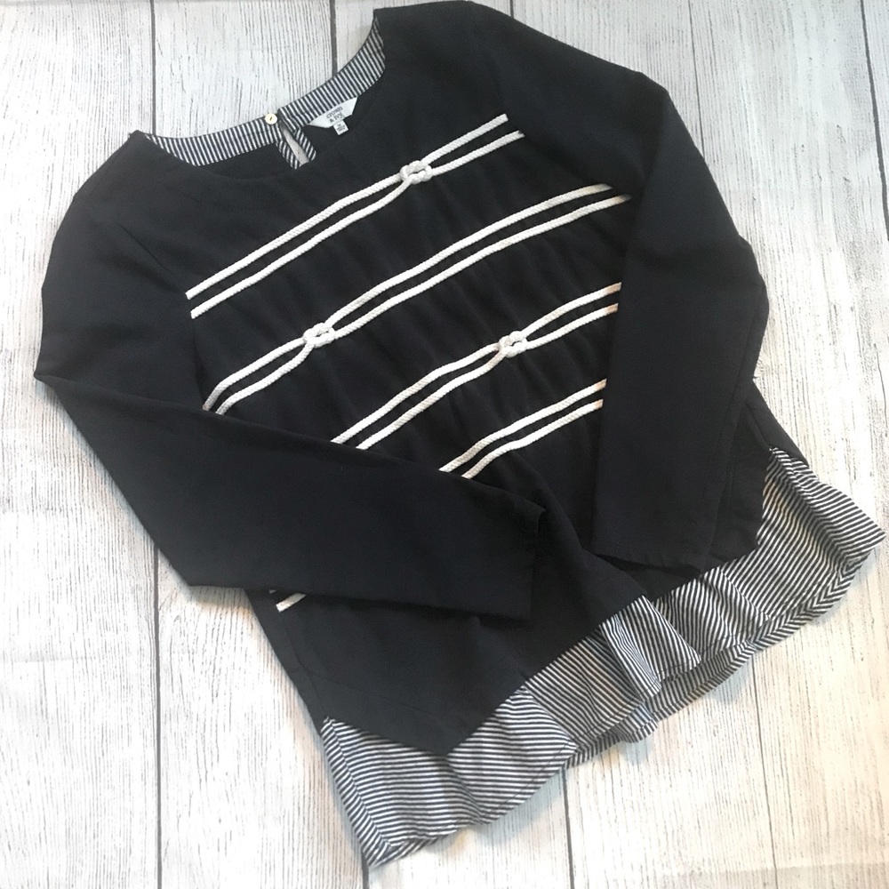 Crown & Ivy Navy Nautical Top Size Medium